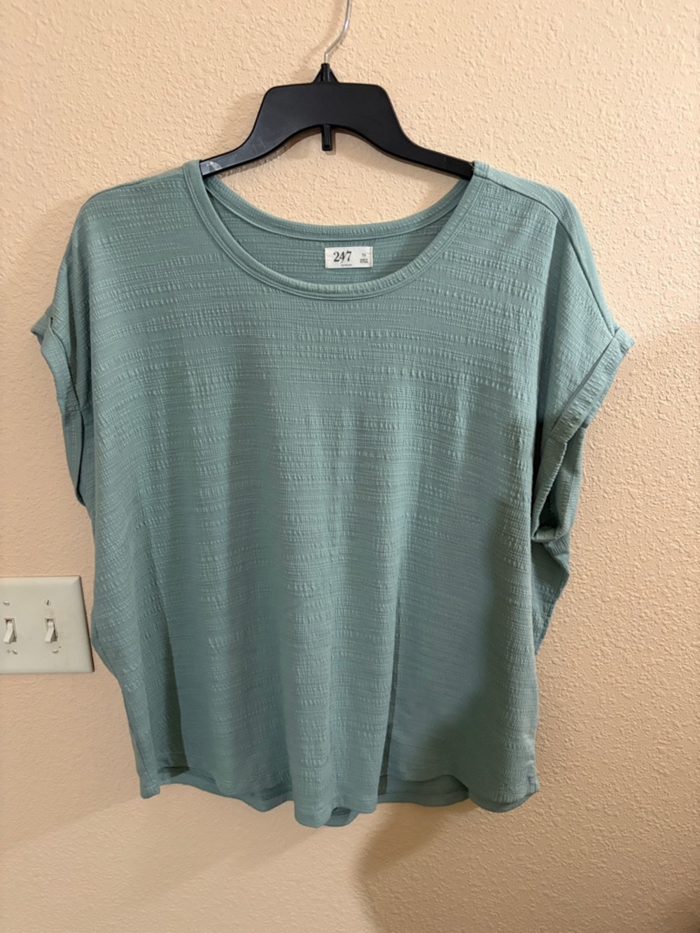 Mauries 24/7 Textured Sage Boxy Short-Sleeve Tee